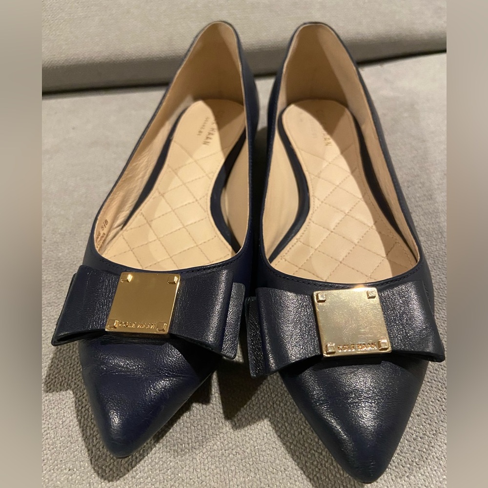 Cole Haan Black Flats with Gold Detail